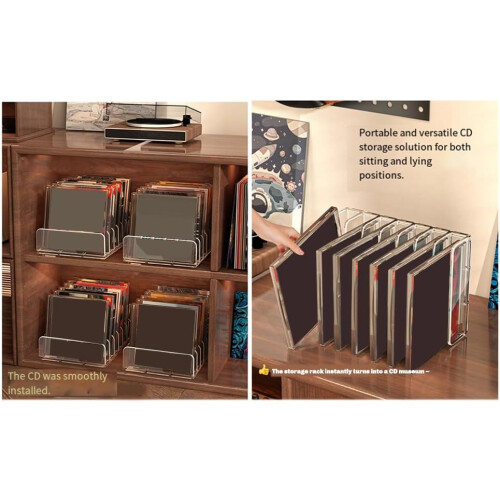 Transparent Plastic CD/DVD Storage Rack, Disc Storage Organizer, Display Holder for CDs and DVDs, Holds Multiple Discs 1