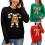 Festlicher Damenpullover mit Zuckerstange und Schleifen,-Grün M 4