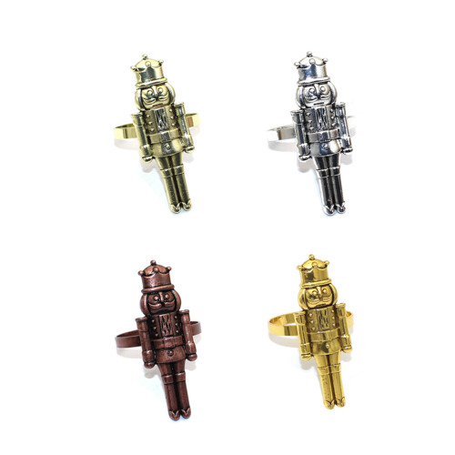 6 Stück Weihnachts-Serviettenringe aus Metall, Nussknacker,-4 2