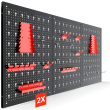 AREBOS tool wall 6-piece perforated wall workshop | 34-piece hook set & brackets | 235.2 x 59.5 x 2 cm | incl. mounting material | Red