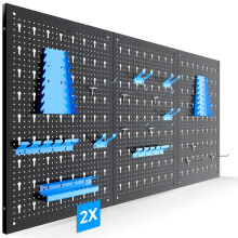 AREBOS tool wall 6-piece perforated wall workshop | 34-piece hook set & brackets | 235.2 x 59.5 x 2 cm | incl. mounting material | Blue