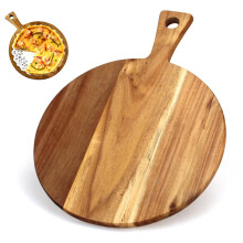 Round Charcuterie Board 16x12-Inch Wood Board With Handle And Hanging Hole Eco-Friendly Cutting Board For Fruits Veg