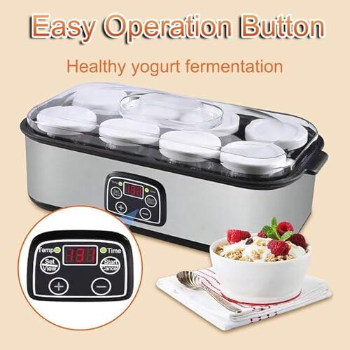 Yogurt Maker Machine 1400ml With 8 Glass Jars, LCD Display, Timer, Adjustable Temperature For Organic Probiotic Yogurt 1