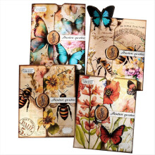 80 Sheets Vintage Butterfly Honeybee Flowers Garden Scrapbook Paper