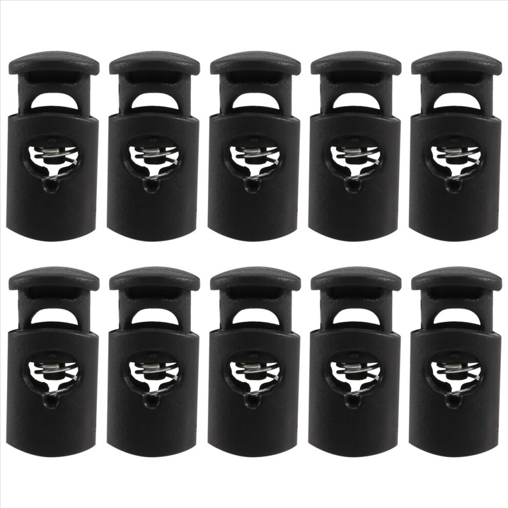 Black Diameter 8 Mm Hole, Cord Cord Stopper Laces Snap Hook, 10 Pcs