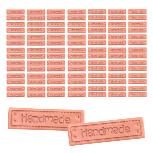 100Pcs PU Leather Handmade Labels Tags Embossed Labels Textile