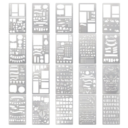 Junk Journaling Schablon Set Mall Geometri Form Planner 1-20