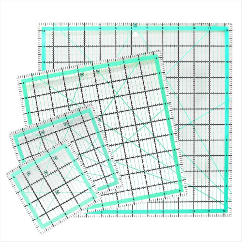 4PCS Square Quilting Ruler (12.5/9.5/6/4.5Inch) Sewing Acrylic Ruler