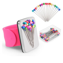 Nadelkissen-Armband mit 100 Stück 1,5-Zoll-Kugelkopf-Nähnadeln-Set, C