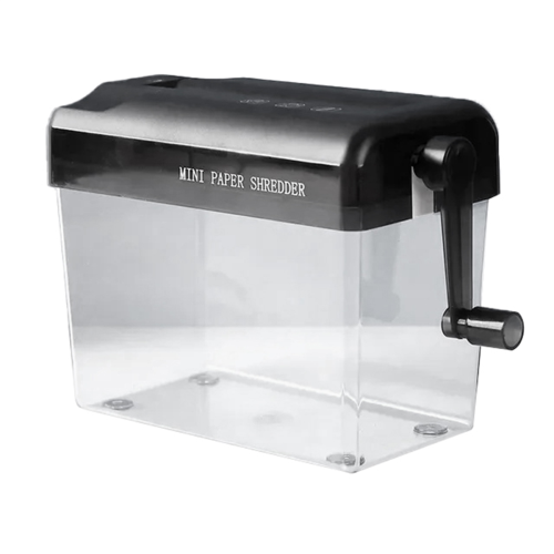 Hand Crank Paper Shredder Mini Document Paper Cutting Tool Black