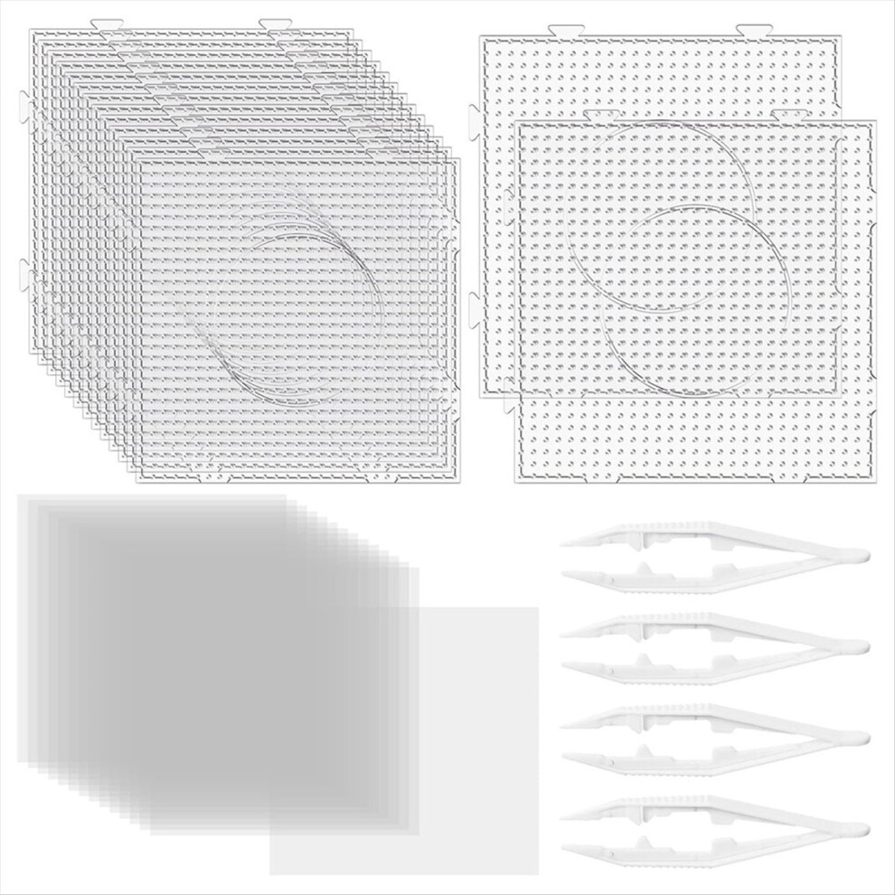 34 Pcs 5Mm Fuse Beads Boards Set Clear Fuse Bead Pegboards Pegboard 4711902586191