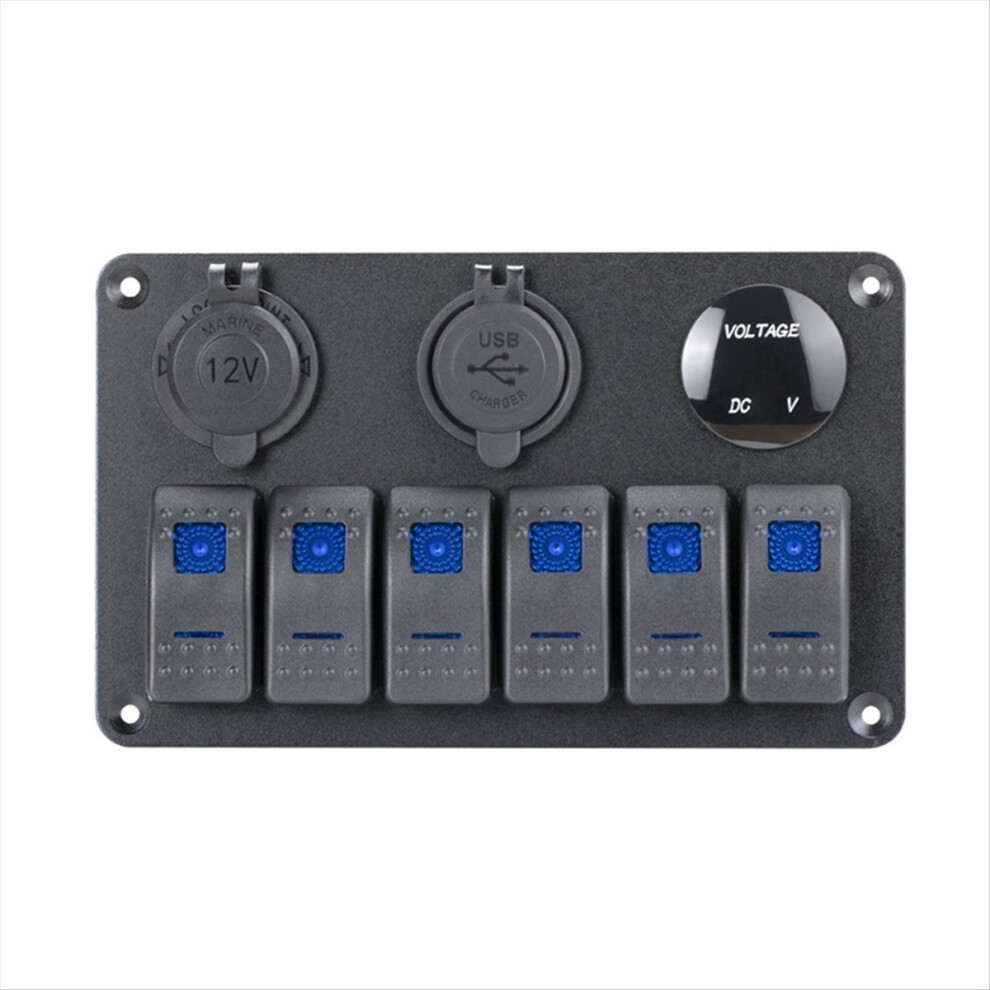 6 Gang Marine Rocker Switch Panel Waterproof 12 Volt 4711967829127