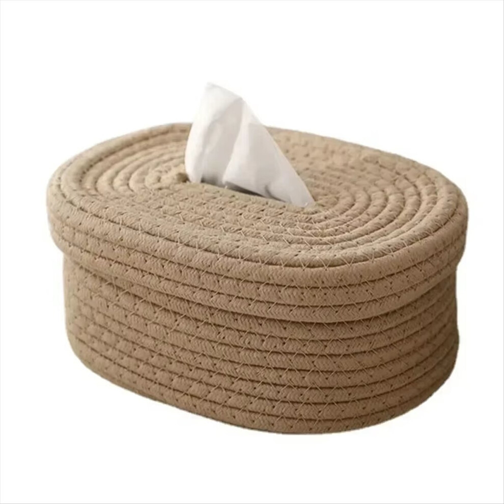 Nordic Style Rattan Rope Woven Tissue Box, Vintage Napkin Holder,A 4711853323463