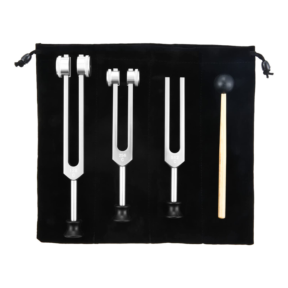 3Pack Tuning Fork Set(128Hz, 256Hz, 512Hz) Tuning Fork Kit(Silver) Silver 4711853336135
