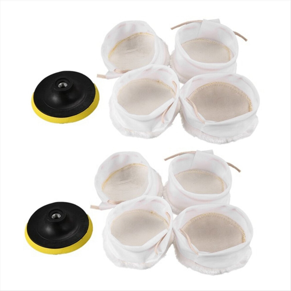 10Pcs Polisher Buffer Kit Soft Wool Bonnet Pad White 4 Inch 4711853341382