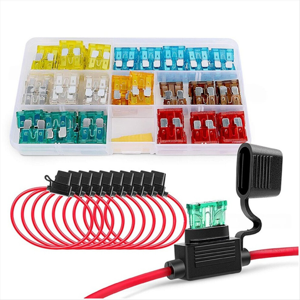 10Pcs 14Awg Atc/Ato Fuse Holder With 120Pcs Medium Car Fuses 4711853363766