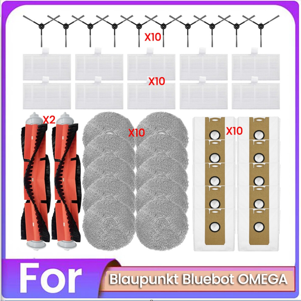 42Pcs Brush Dust Bag Filter And Mop Cloth For Bluebot 4711891610136