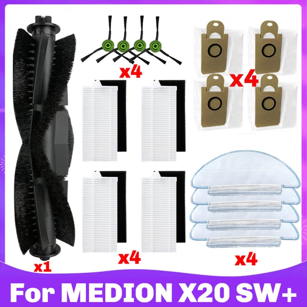 For X20 Sw+ / Md11415 Roller Side Brush Hepa Filter Mop Cloth 4711891611584