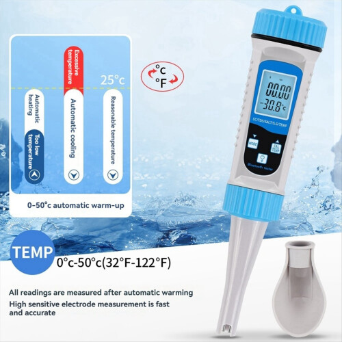 5-in-1 Bluetooth Water Quality Tester TDS, PH, Salinity, Temp