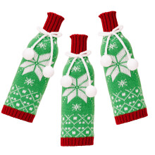 3Piece Christmas Snowflake Wine Bottle-Green snowflake styl