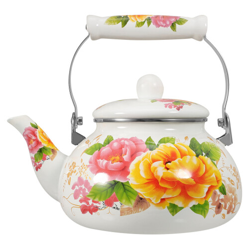 Emaille Vintage Mit Blumendekor Und Griff