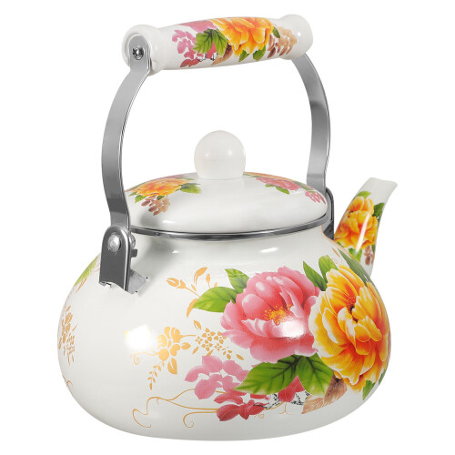 Emaille Vintage Mit Blumendekor Und Griff 2
