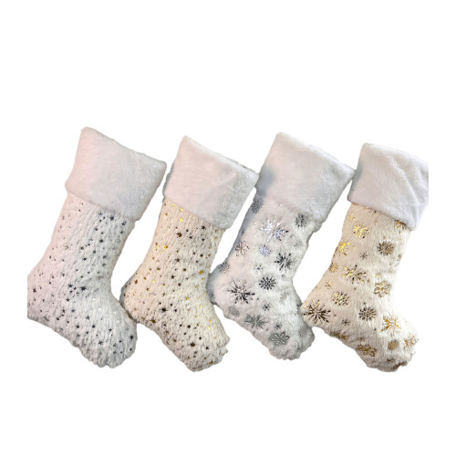 Bas de noël en fourrure, 4 pièces,-Marquage à chaud de Noël