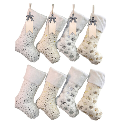 Bas de noël en fourrure, 4 pièces,-Marquage à chaud de Noël 1