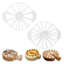 Cake Divider 10/12/14/16 Cake Pieces, Round Plastic Reusable Cake Cutter, 2-Piece Set, White