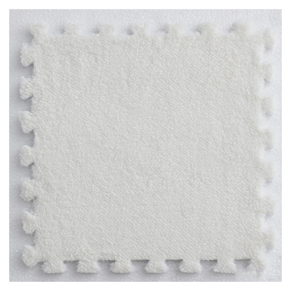 Interlocking Foam Mats 30 Pcs 12X12 Inch Puzzle Floor Tiles With Border Soft Fluffy Carpet White
