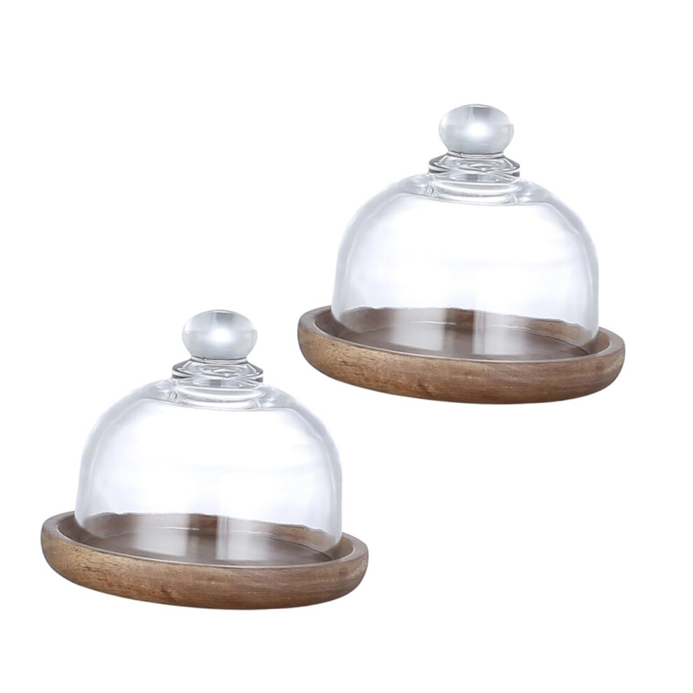 Dessert Mini Plates 2-Pack Mini Wooden Dessert Trays With Glass Covers Heat-Preserving Party Platters Lids-image-OPC-PMDMX7B-NEW