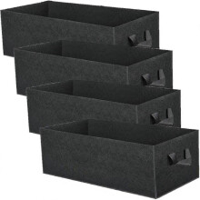 Set of 4 rectangular, thick, durable, non-woven plant grow bags (60 x 30 x 20 cm) made of breathable fabric, for root aeration, garden pots, and