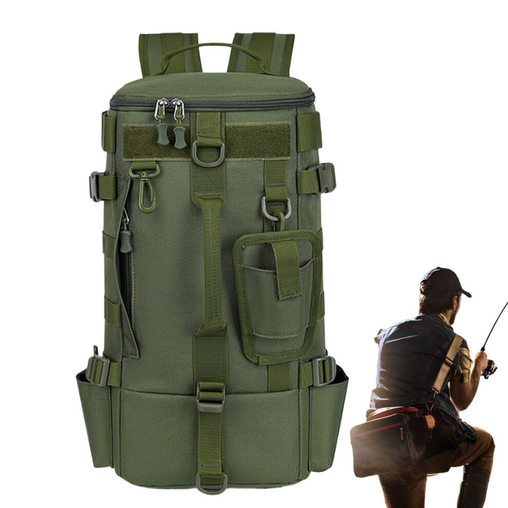 Fishing Tackle Backpack With Fishing Holder And Bait Storage, Waterproof, For Hiking, Kayak Tours, Camping, Green-image-OPC-PMDMYJX-NEW