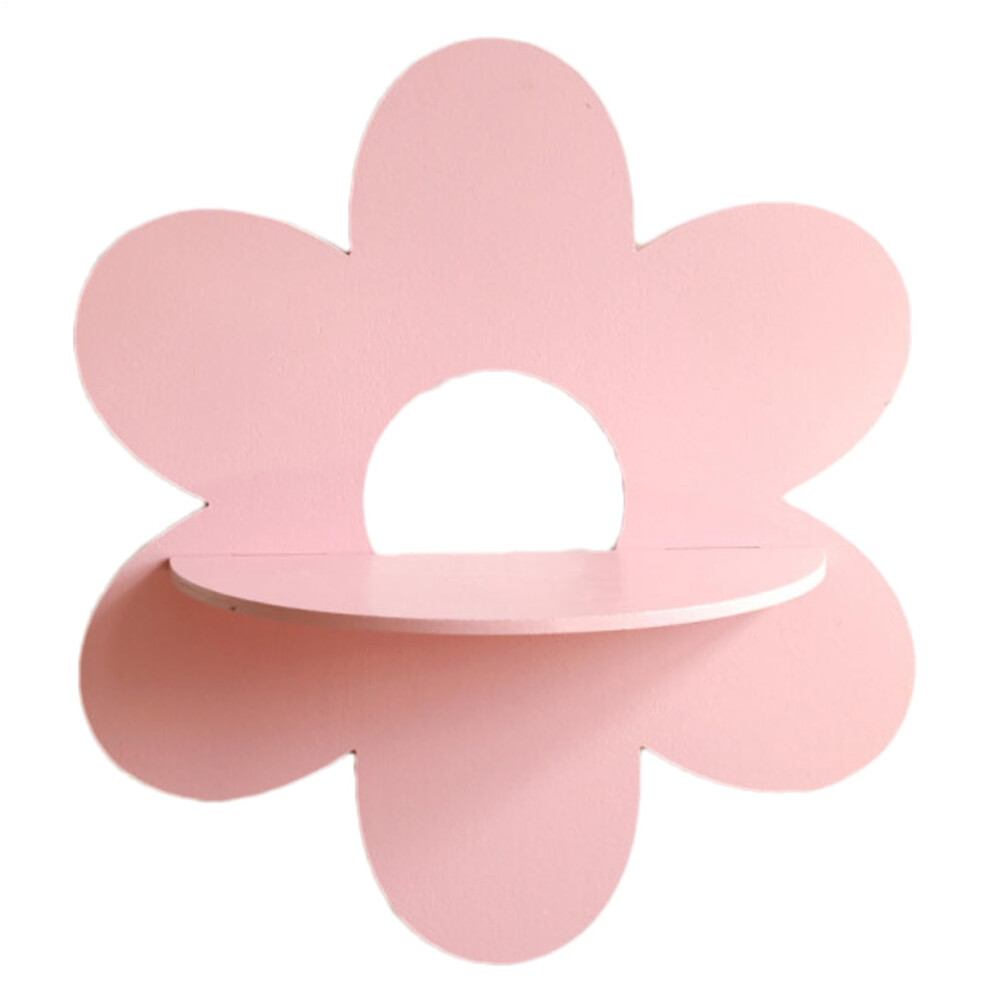 BOHO Flower Floating Shelves Wall Mount Pink Wooden Shelf With Daisy Design, Nursery Bedroom Decor, Toy Display Panel