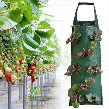 Strawberry planting bag, 3 hanging strawberry growing bags, planting bag, with 8 holes, vegetable garden growing bag, reusable for strawberries,