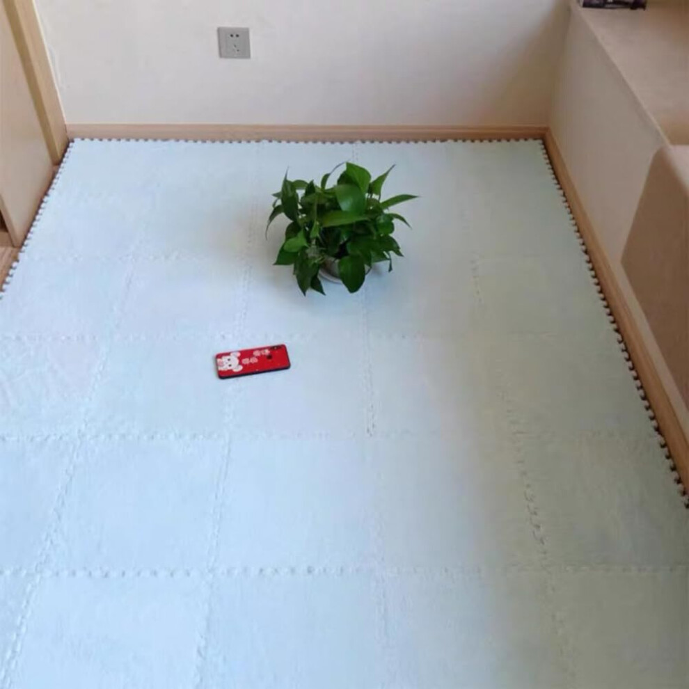 10 Tiles Interlocking Puzzle Play Mat 30X30x1cm Eva Foam Floor Mats Non-Slip For Living Room And Bedroom Blue