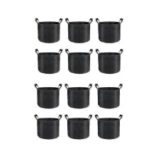 Set of 12 five-gallon grow bags, heavy-duty fabric vegetable planting bags with sturdy handles and reinforcements