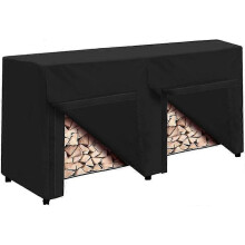 2.4m Log Holder with Cover, Combination Set, Waterproof Outdoor Log Rack, Heavy-Duty Fireplace Stacker, Patio Log Storage, Tubular Steel Wood Stack