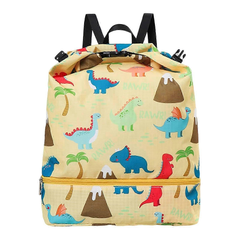 Swimming Bag Large Yellow, Wet Dry Compartment Waterproof Kids Backpack