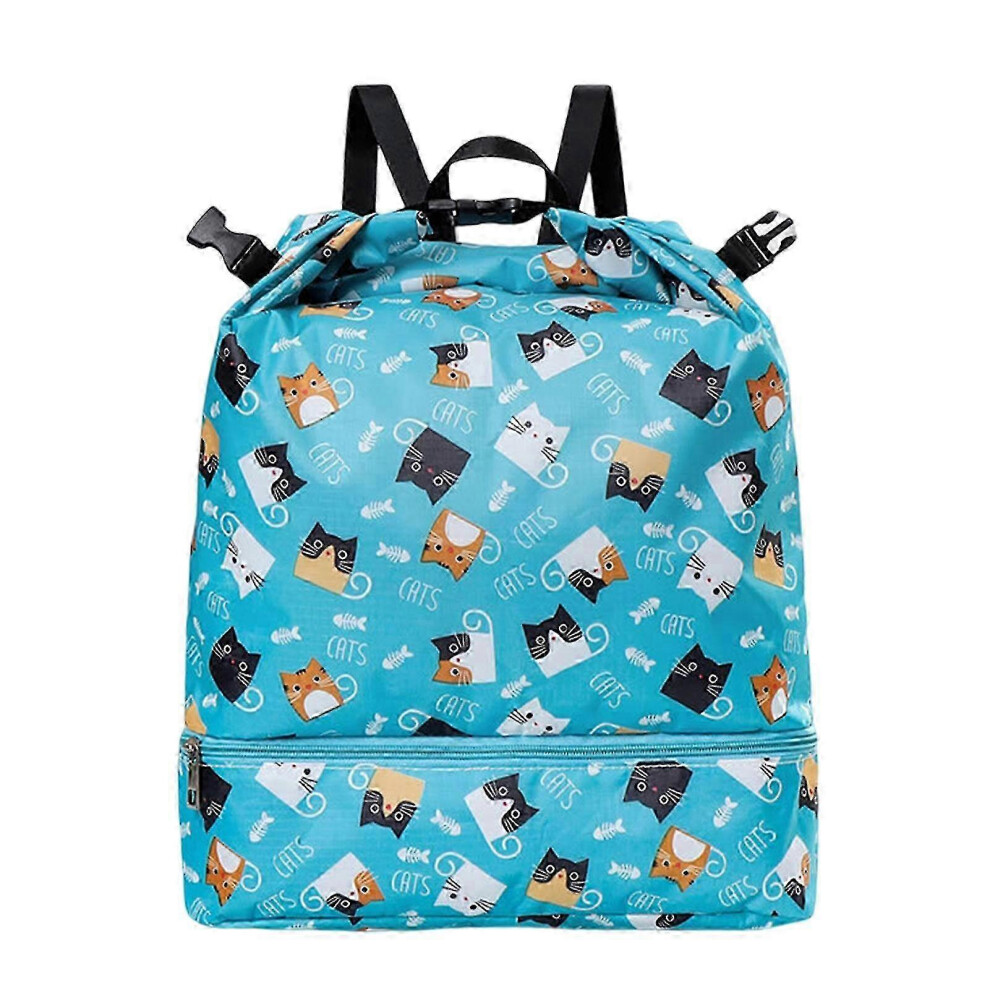 Swimming Bag Large Blue, Wet Dry Compartment Waterproof Kids Backpack