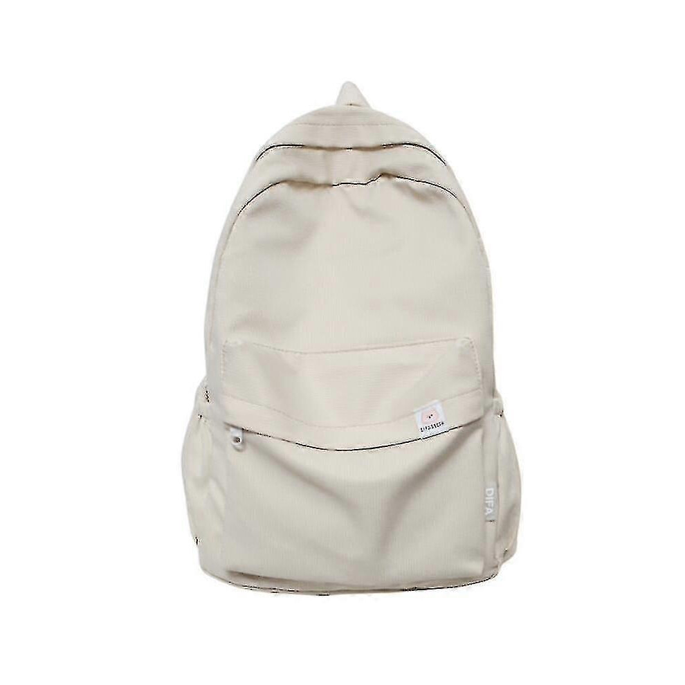 Waterproof Nylon Backpack Beige White, Women Travel Bag, School Teen Girls