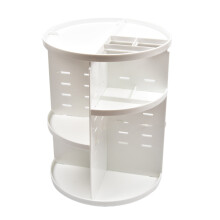 Organisateur de maquillage rond rotatif à 360 degrés,-Blanc