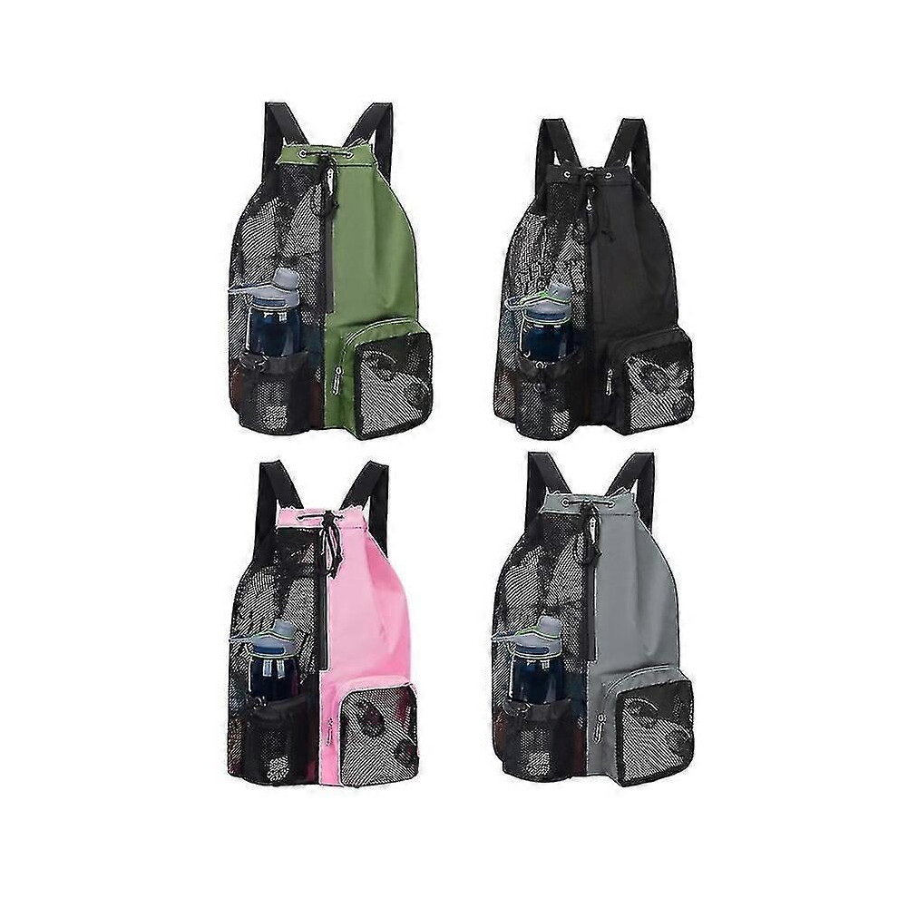 Swimming Backpack Waterproof Drawstring Bag, Wet Dry Compartment Mesh Swim Bag Black