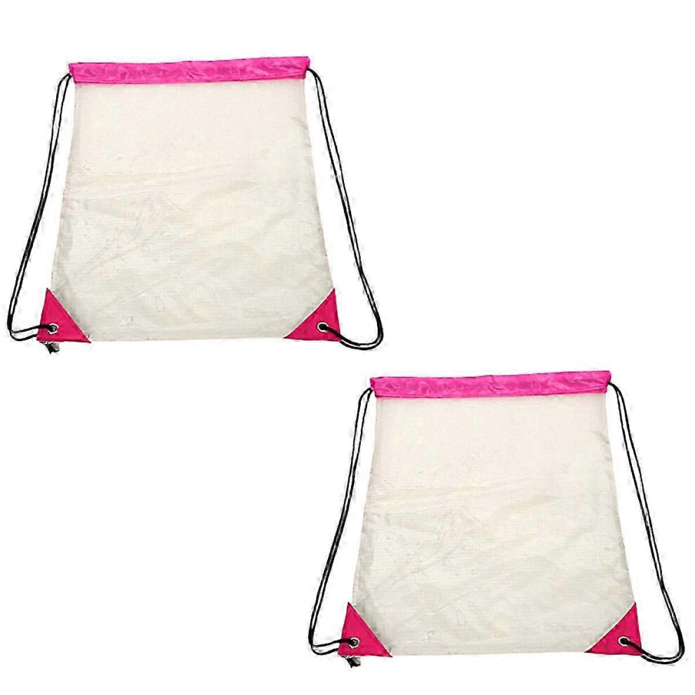 Clear PVC Backpack Set of 2, Transparent Drawstring Bag, Waterproof Stadium Approved Lunch Bag