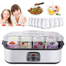 Probiotic Yogurt Maker Adjustable Temperature And Time 8 Glass Jars 1400ml Capacity Automatic Digital Yogurt Machine