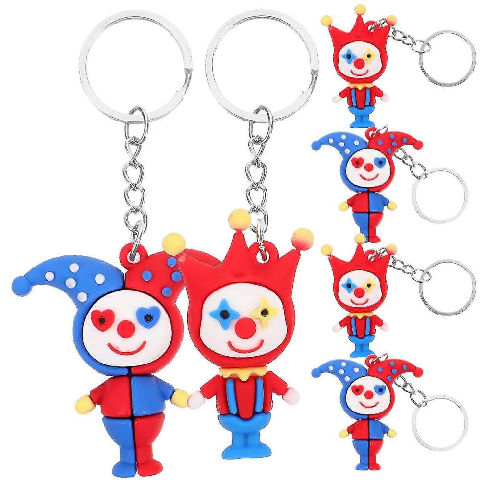 Clown Keychain Set of 6, Handbag Charms, Backpack Hanging Decorations, Circus Theme Keyring