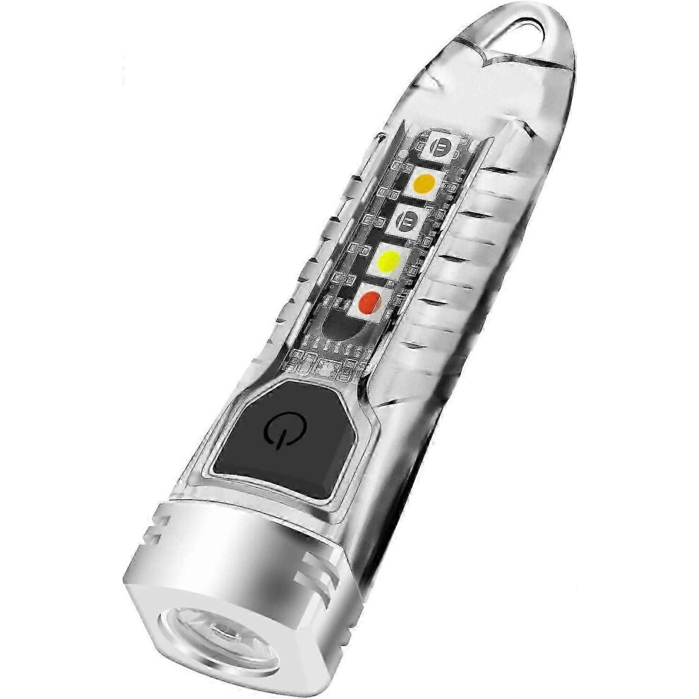 Led Keychain Flash, Usb C Rechargeable 400 Lumen, Uv 12 Modes, Ipx6 Waterproof Emergency Light