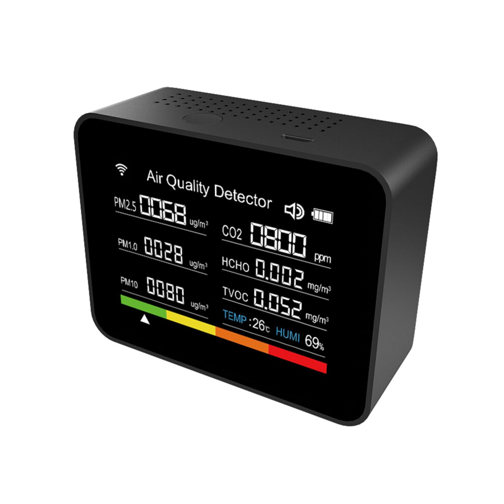 Black 13 In 1 Indoor With Hygrometer Monitors Temperature And Humidity With Aqis Pm2.5 Detectors For Household