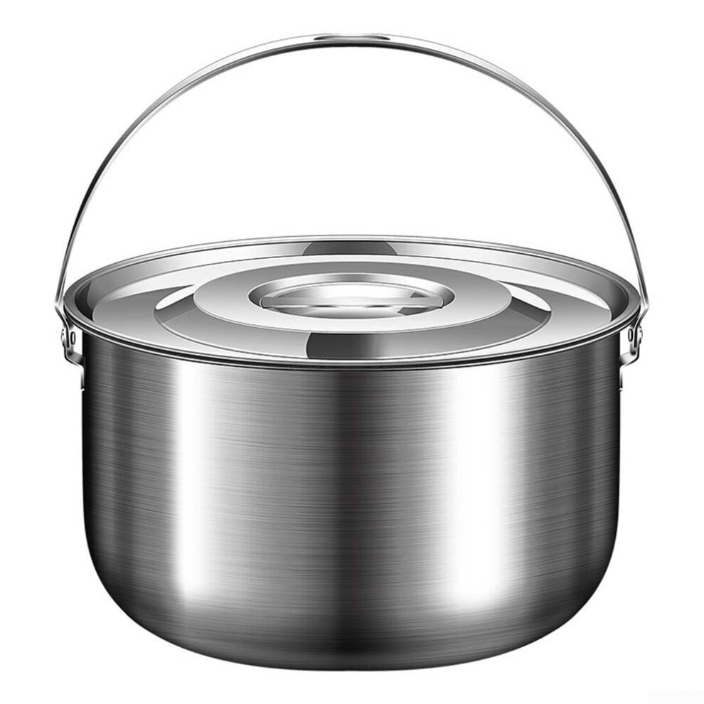 Stainless Steel Camping Cooking Pot With Lid And Handle 4L For Outdoor Activities Stewing Mixing Steaming-image-OPC-PMDN7D9-NEW