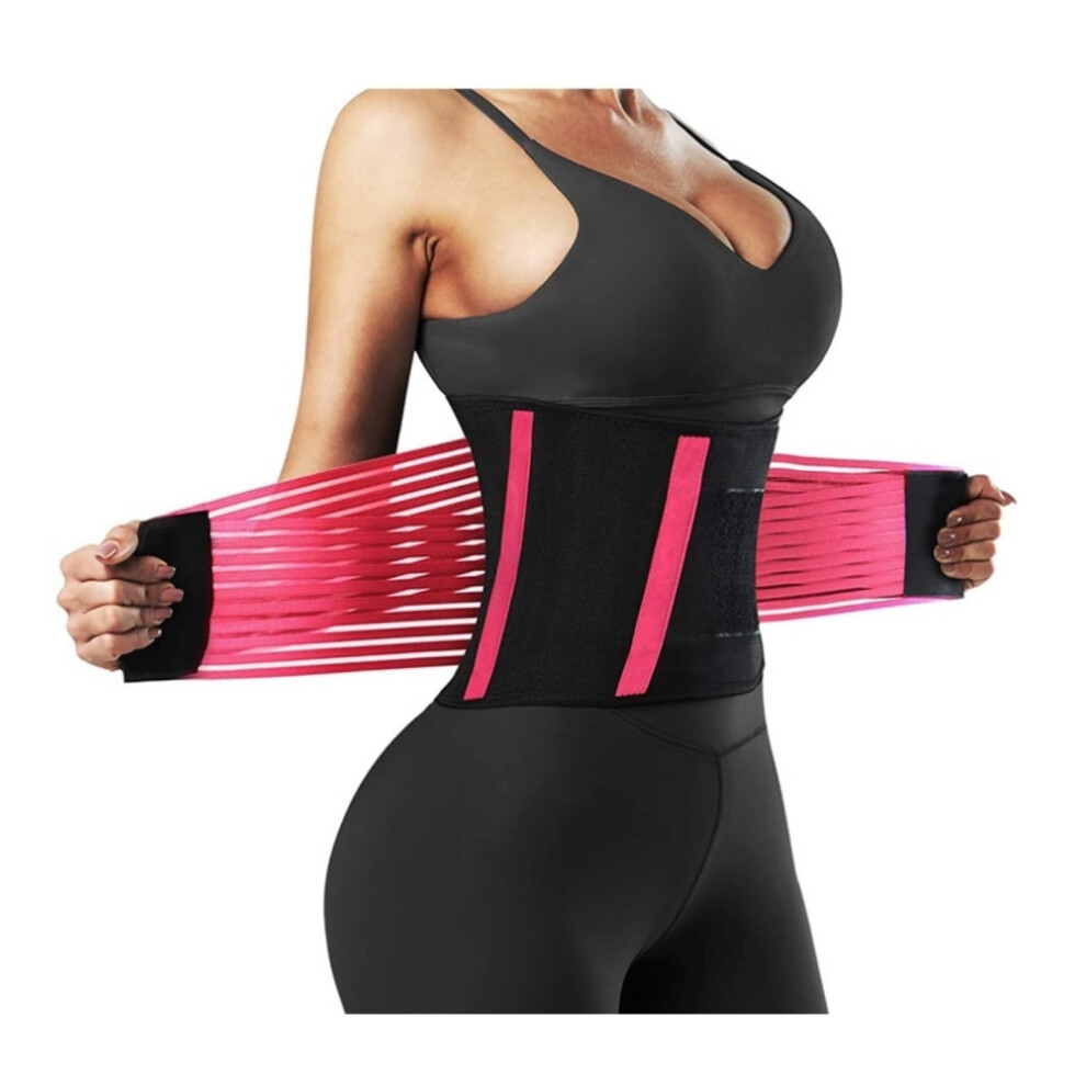 Back Support Waist Trainer Pink L, Waist Trimmer Corset, Sweat Belt For Weight Loss, Tummy Control Belt